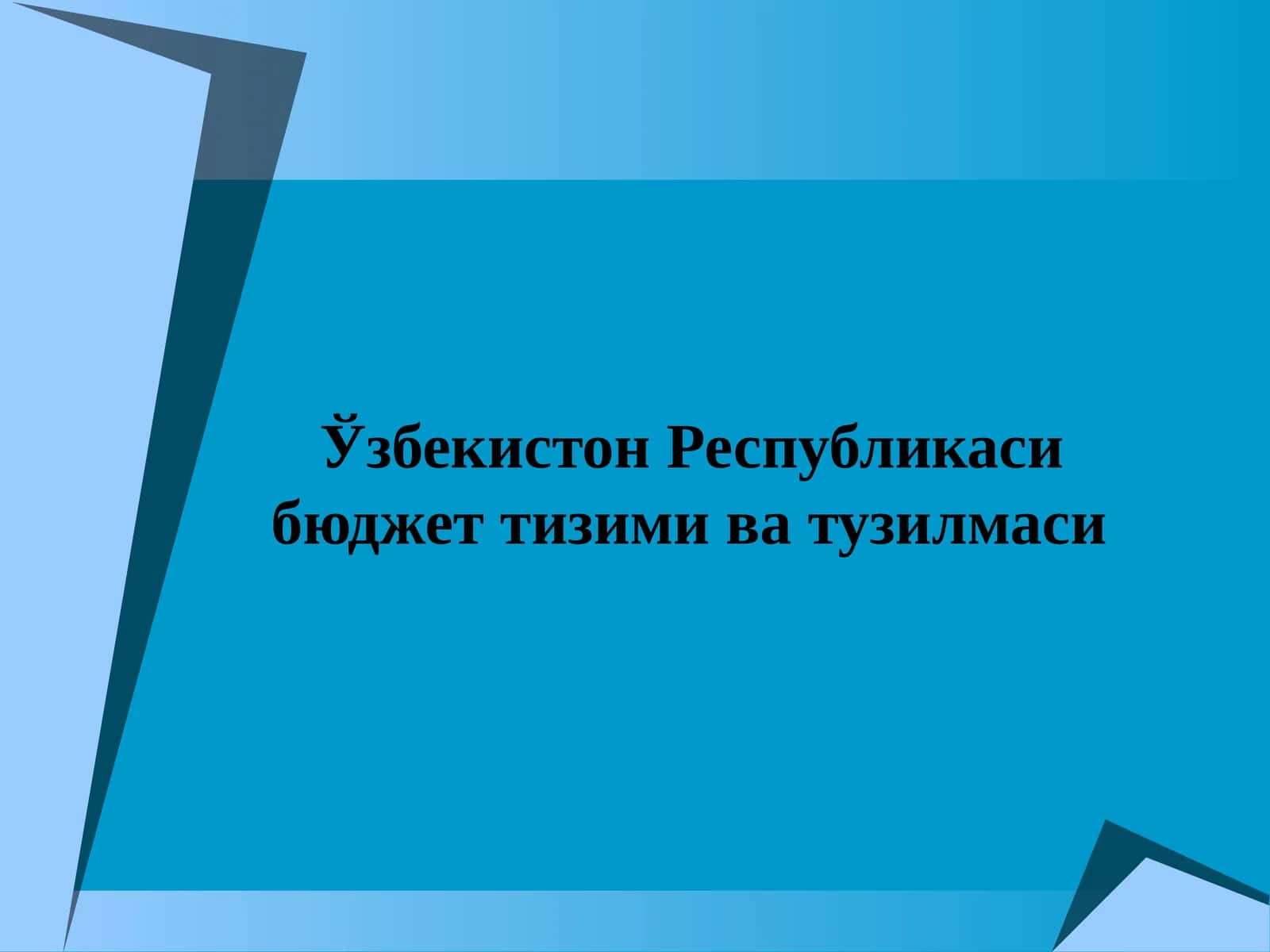 Ўзбекистон Республикаси бюджет тизими ва тузилмаси 1