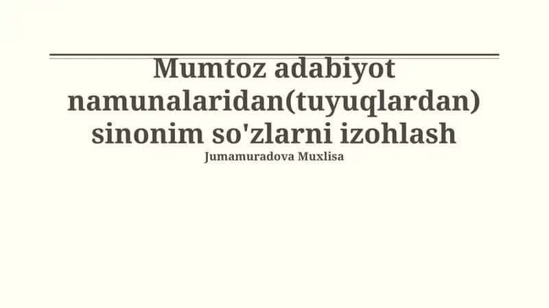 Sinonimlar va sheʼriy allegoriya 1
