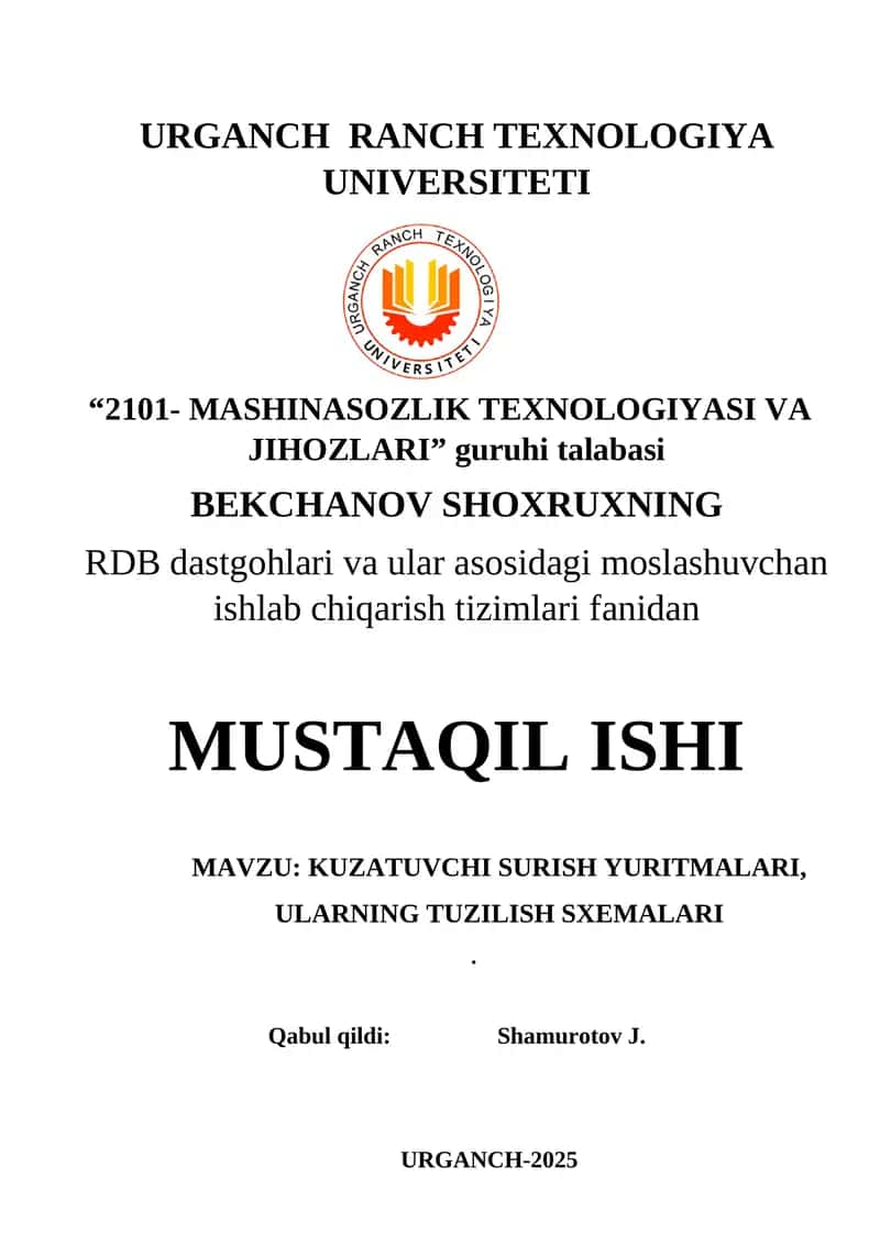 KUZATUVCHI SURISH YURITMALARI, ULARNING TUZILISH SXEMALARI 1