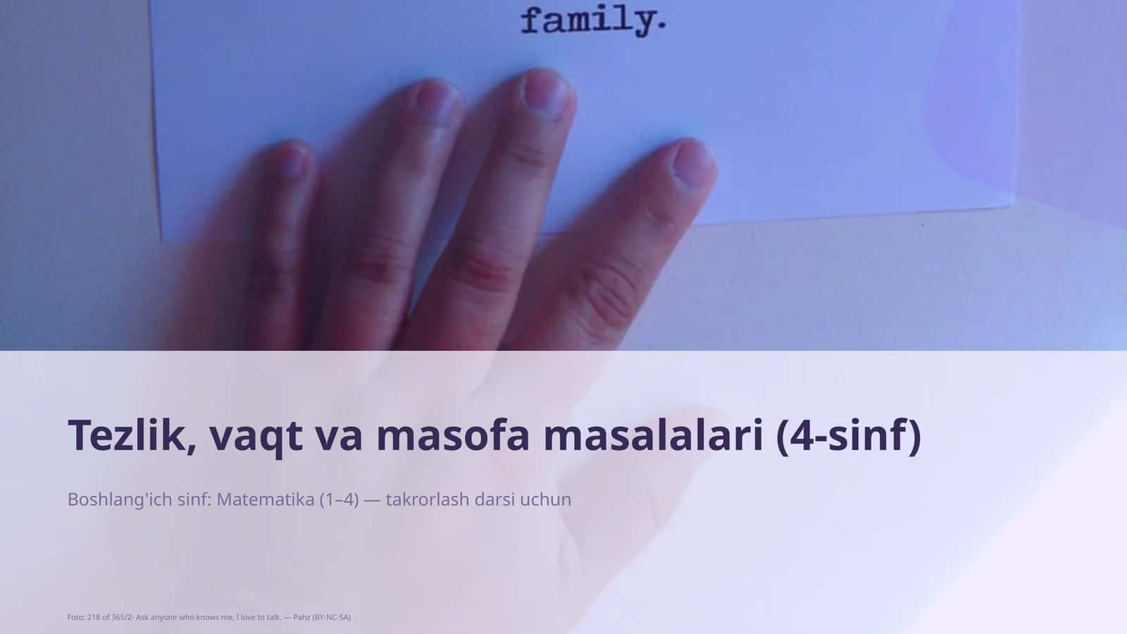 Tezlik, vaqt va masofa masalalari (4-sinf) 1