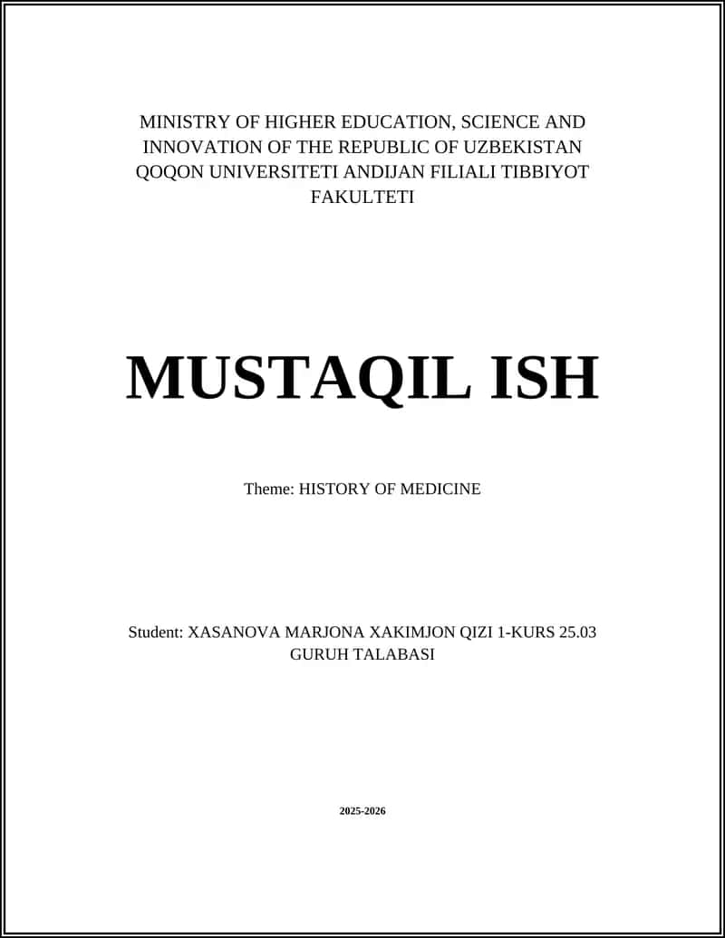 HISTORY OF MEDICINE 1