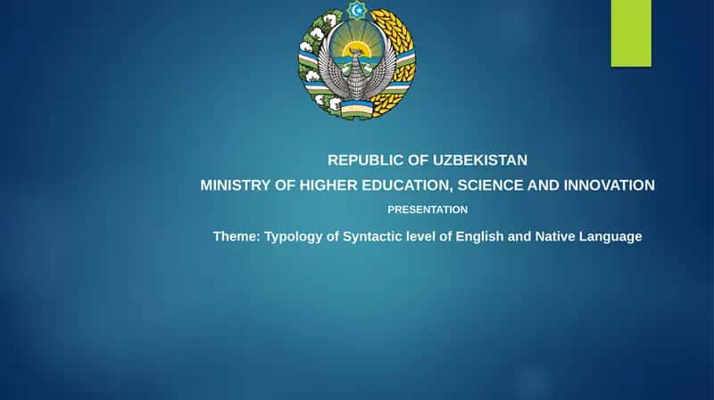 Typology of Syntactic level of English and Native Language 1