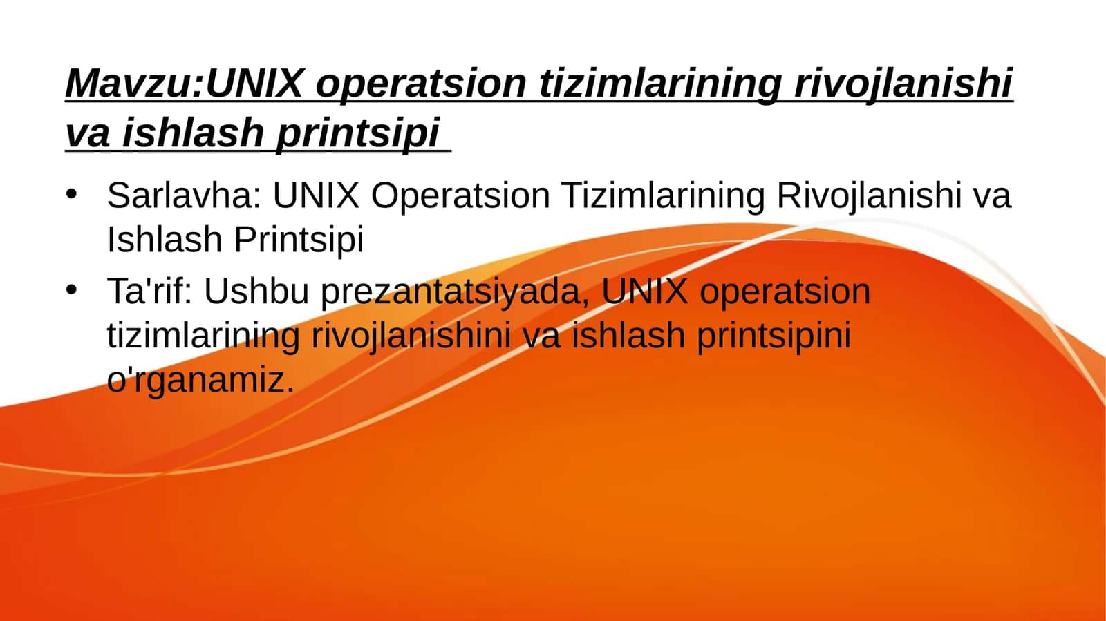 UNIX operatsion tizimlarining rivojlanishi va ishlash printsipi 1