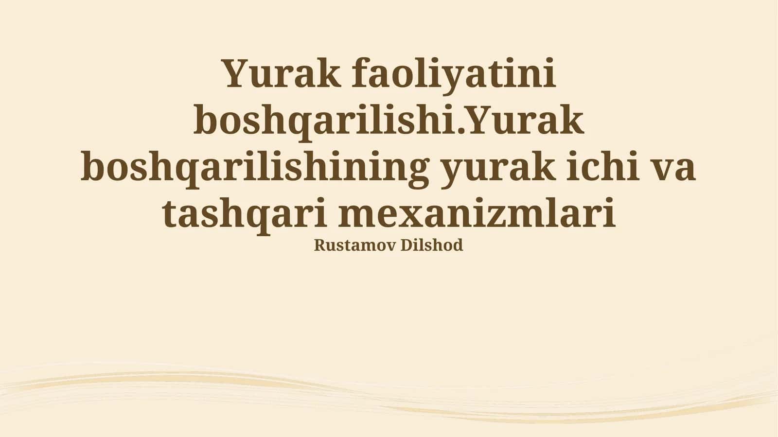 Yurak faoliyatini boshqarilishi 1