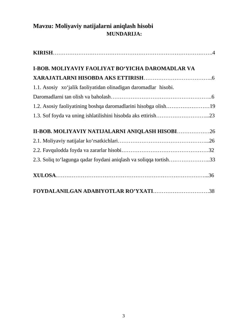Moliyaviy natijalarni aniqlash hisobi 1