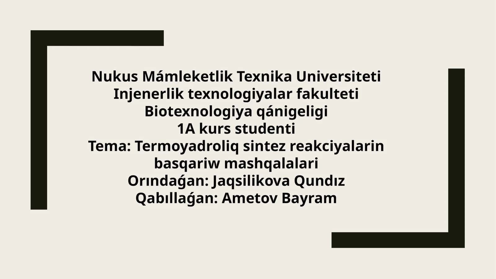 Terminologiyaliq sintez reakciyalarin basqariw mashqalalari 1