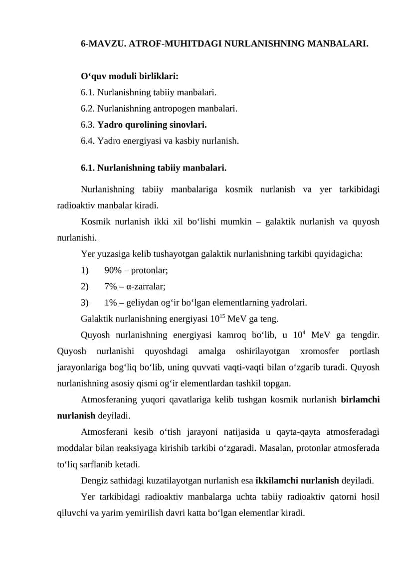 Nurlanishning tabiiy manbalari 1