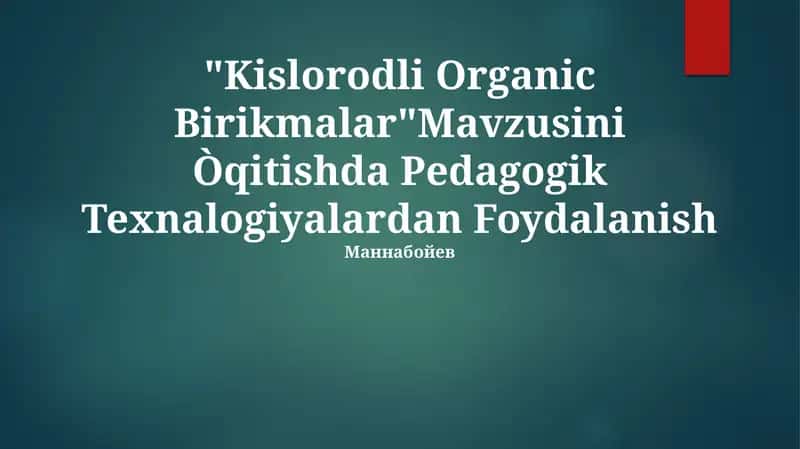 "Kislorodli Organic Birikmalar" 1