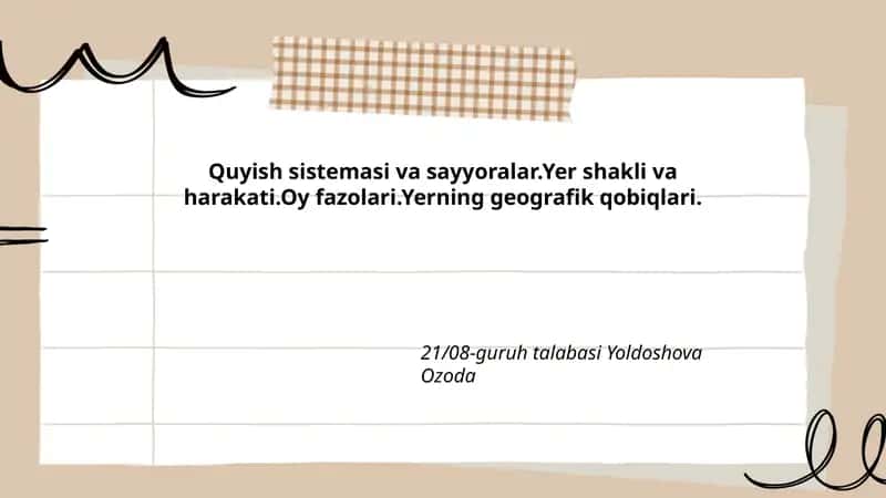 Quyish sistemi va sayyoralar 1