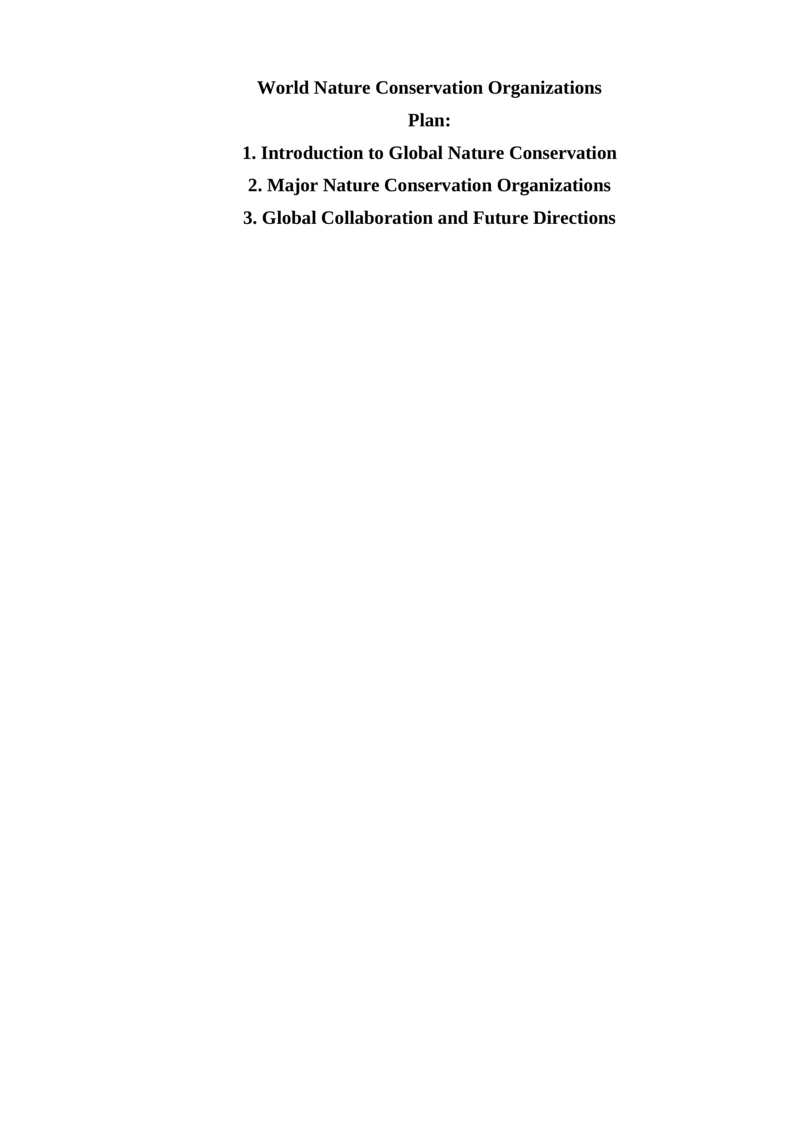 World Nature Conservation Organizations 1