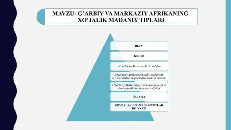G’ARBIY VA MARKAZIY AFRIKANING  XO’JALIK MADANIY TIPLARI 1
