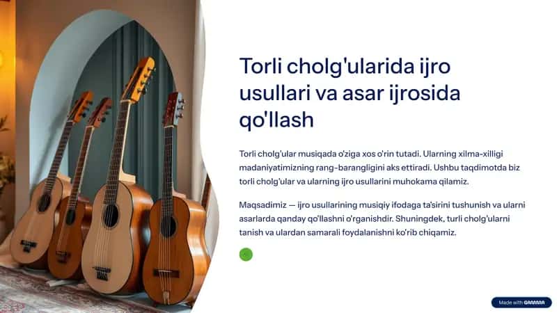 Torli cholg'ularida ijro usullari va asar ijrosida qo'llash 1