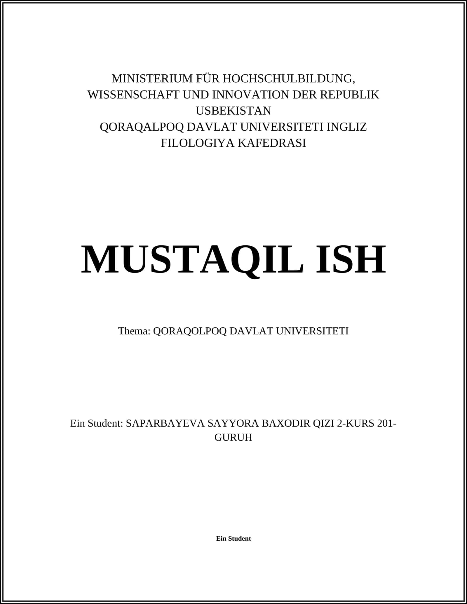 QORAQALPOQ DAVLAT UNIVERSITETI INGLIZ FILOLOGIYA KAFEDRASI 1