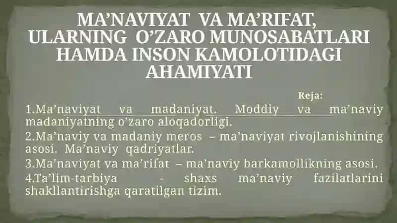 Ma’naviyat va Ma’rifat