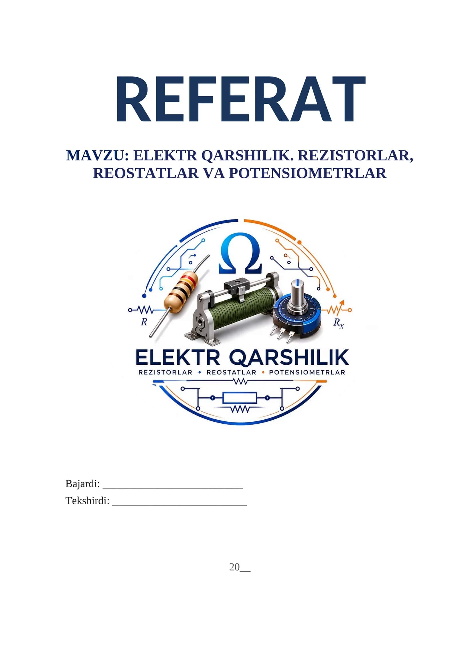 ELEKTR QARSHILIK. Referat 1