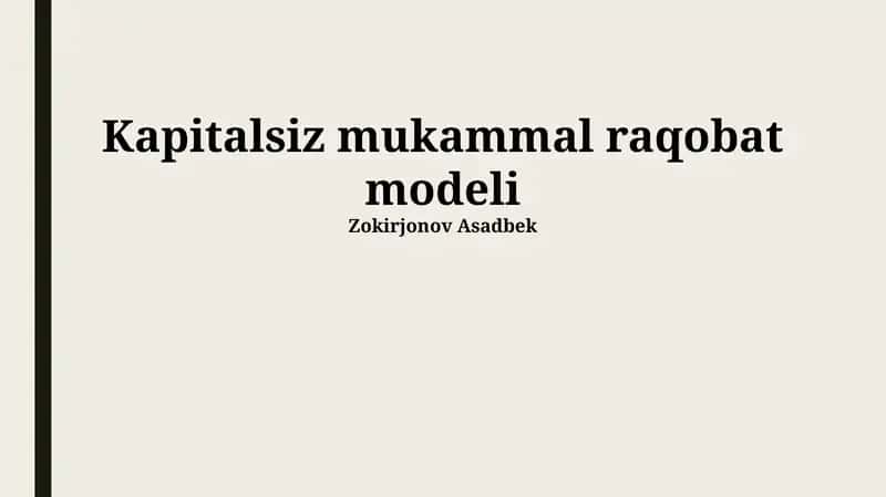 Kapitalsiz mukammal raqobat modeli 1