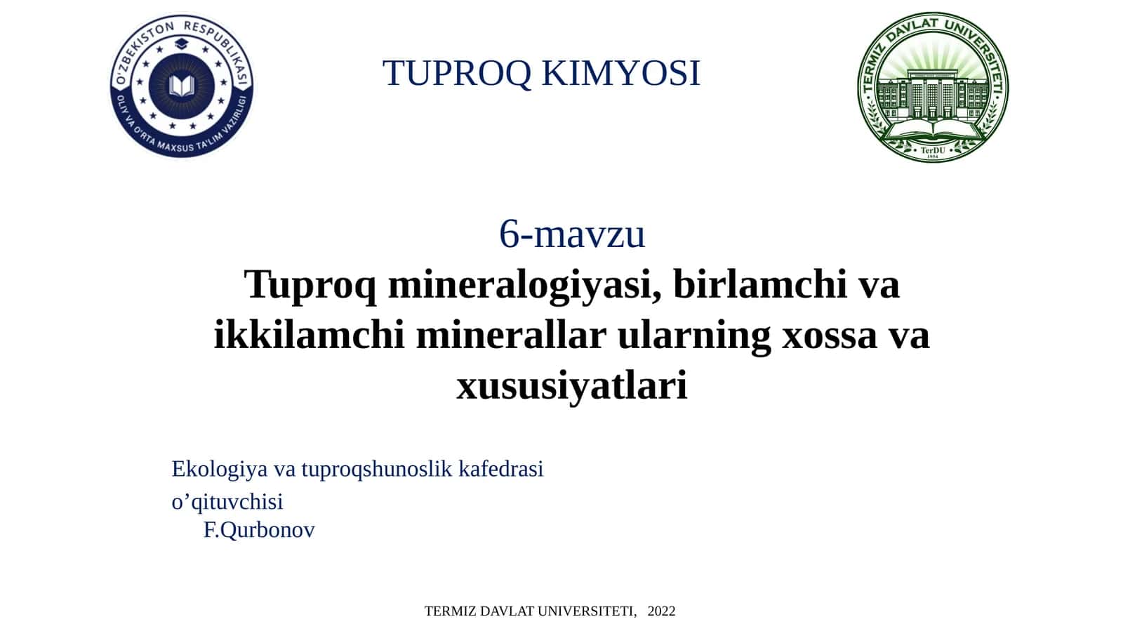 Tuproq Kimyosi 1