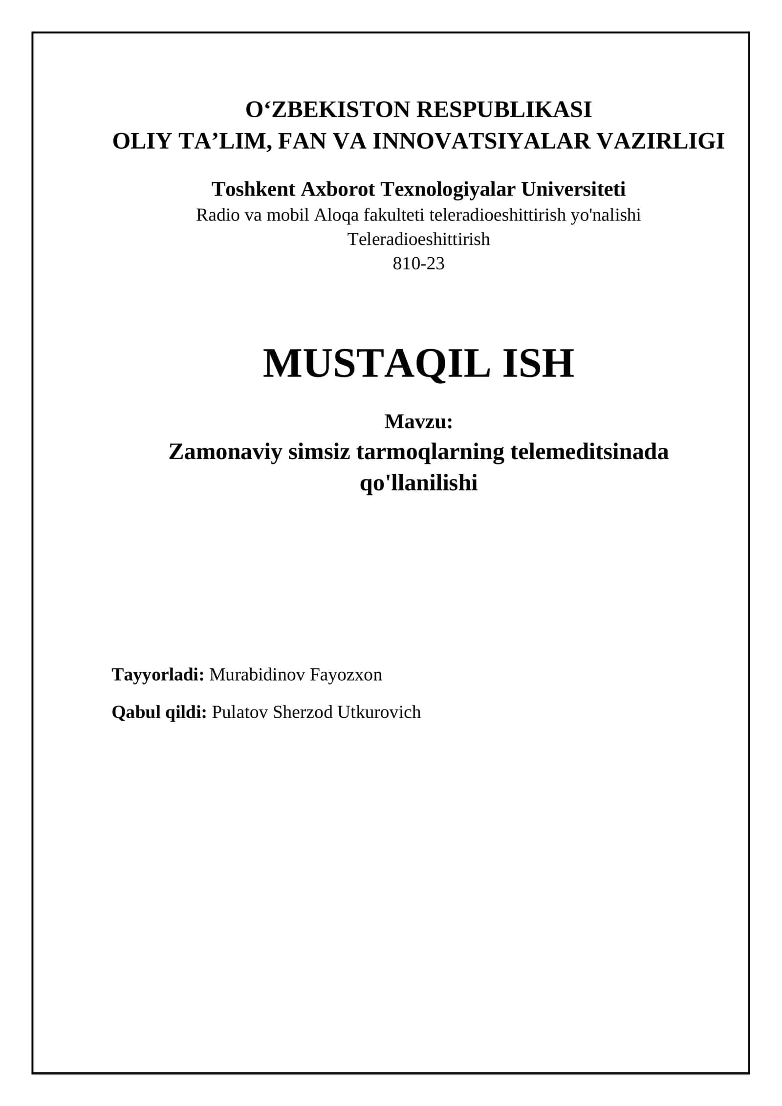 Zamonaviy Simsiz Tarmoqlarning Qo'llanilishi 1