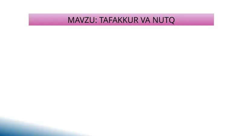 TAFAKKUR VA NUTQ 1