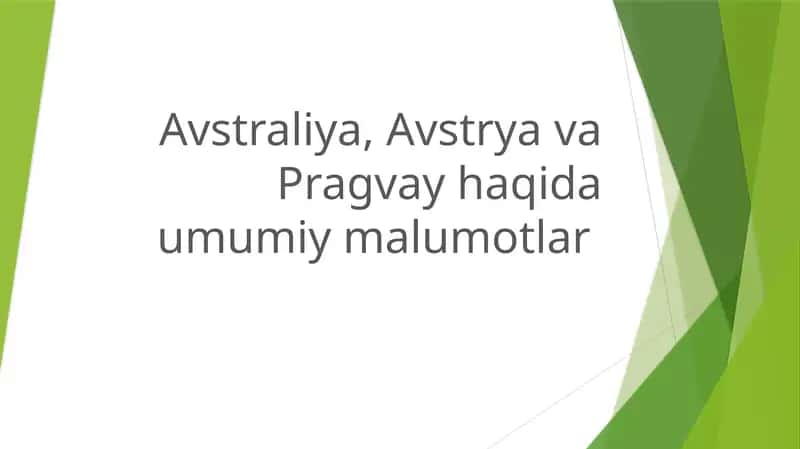 Avstraliya, Avstryava Haqida Umumiy Ma'lumotlar 1