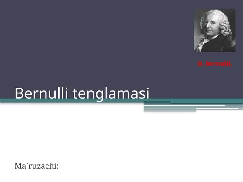 Bernulli tenglamasi 1