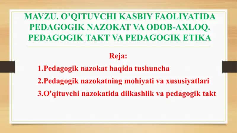 Pedagogik nazokat va odob-axloq 1