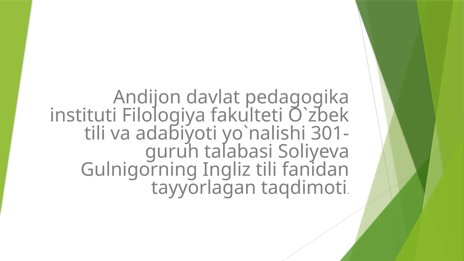 Ingliz til fanidan tayyorlagan taqdimoti 1