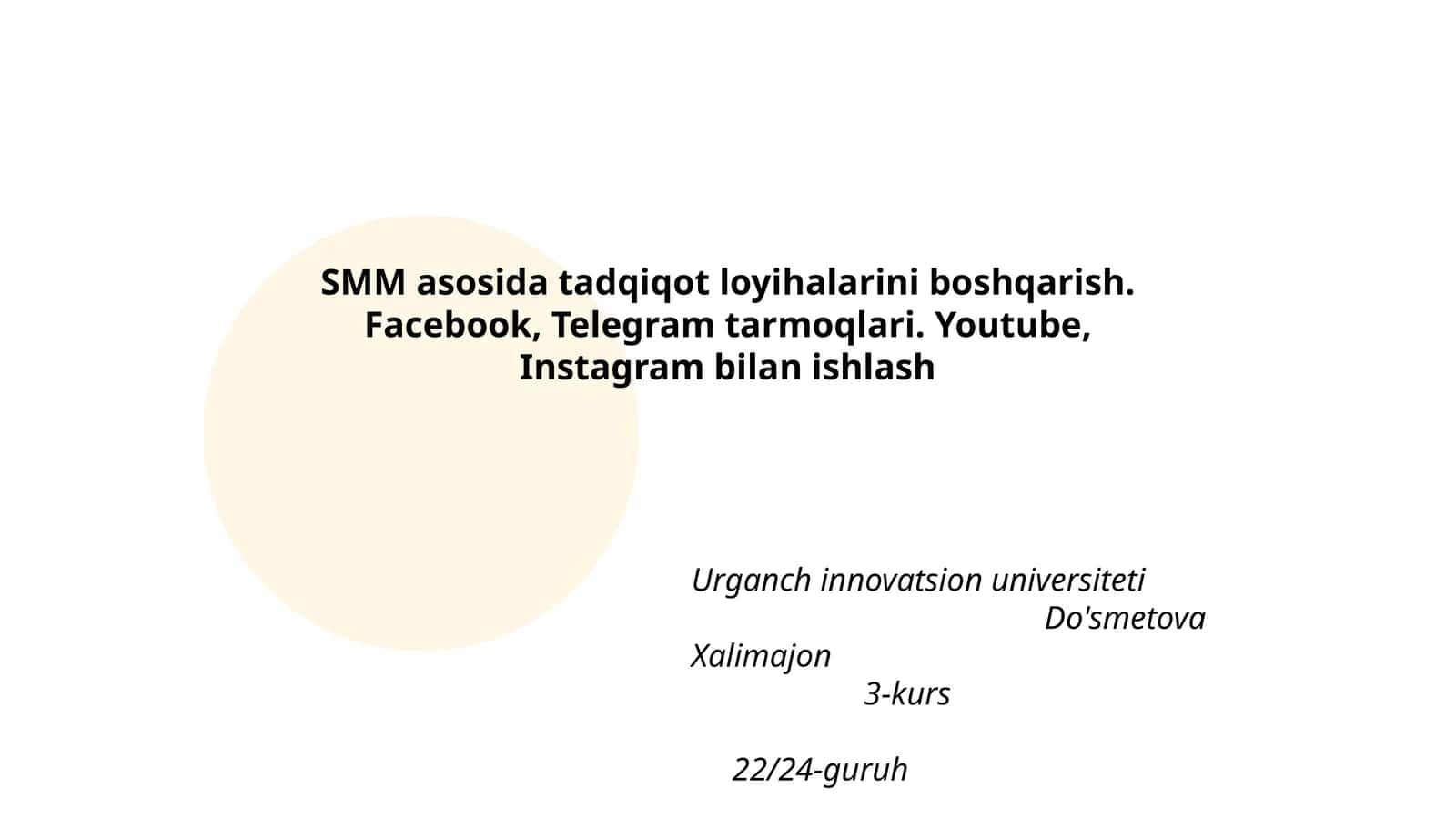 SMM asosida tadqiqot loyihalarini boshqarish 1