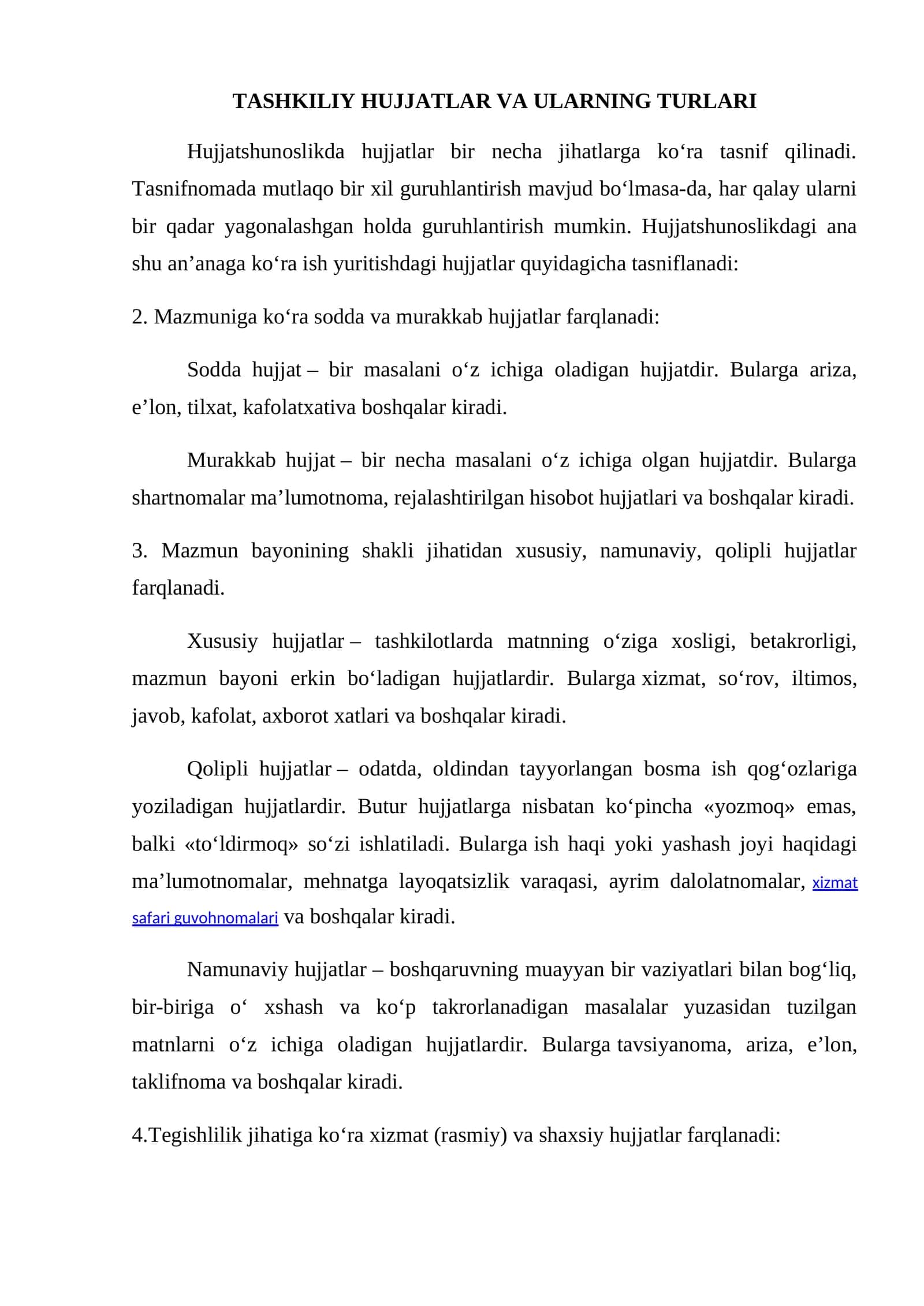 TASHKILIY HUJJATLAR VA ULARNING TURLARI 1