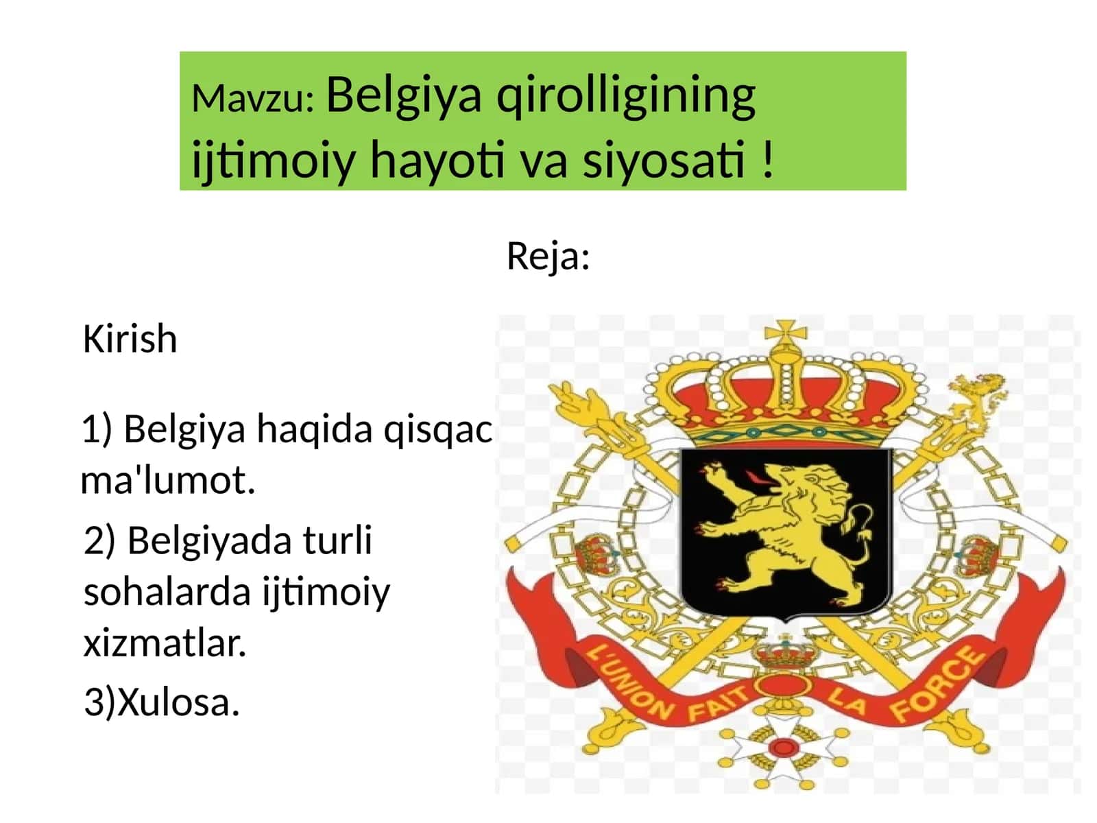 Belgiya qirolligining ijtimoiy hayoti va siyosati 1