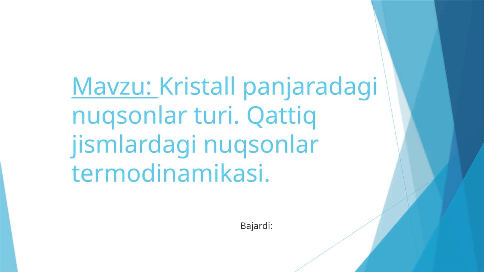 Qattiq jismlardagi nuqsonlar termodinamikasi 1