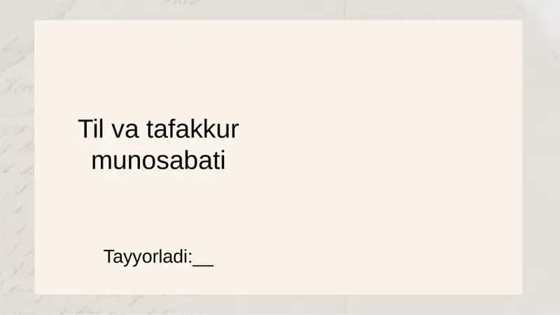 Til va tafakkur munosabati 1
