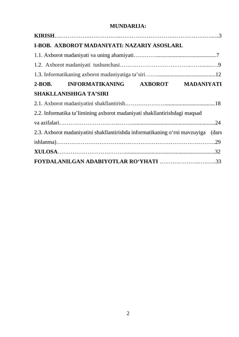 Axborot Madaniyati Tushunchasi 1