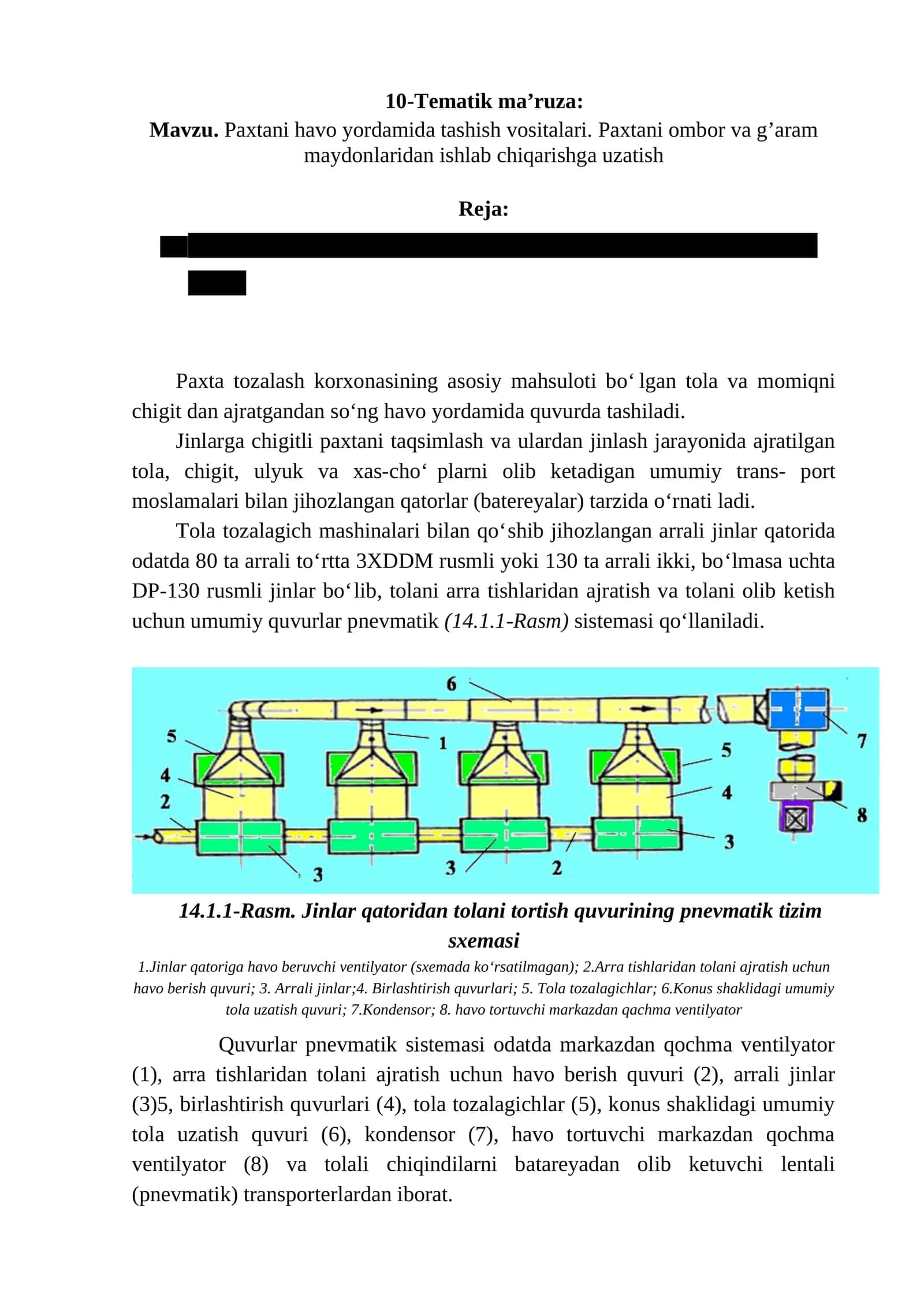 Paxtani havo yordamida tashish vositalari 1