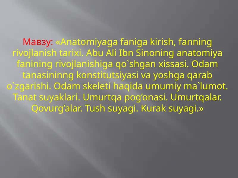 Anatomiya fanining rivojlanishi 1