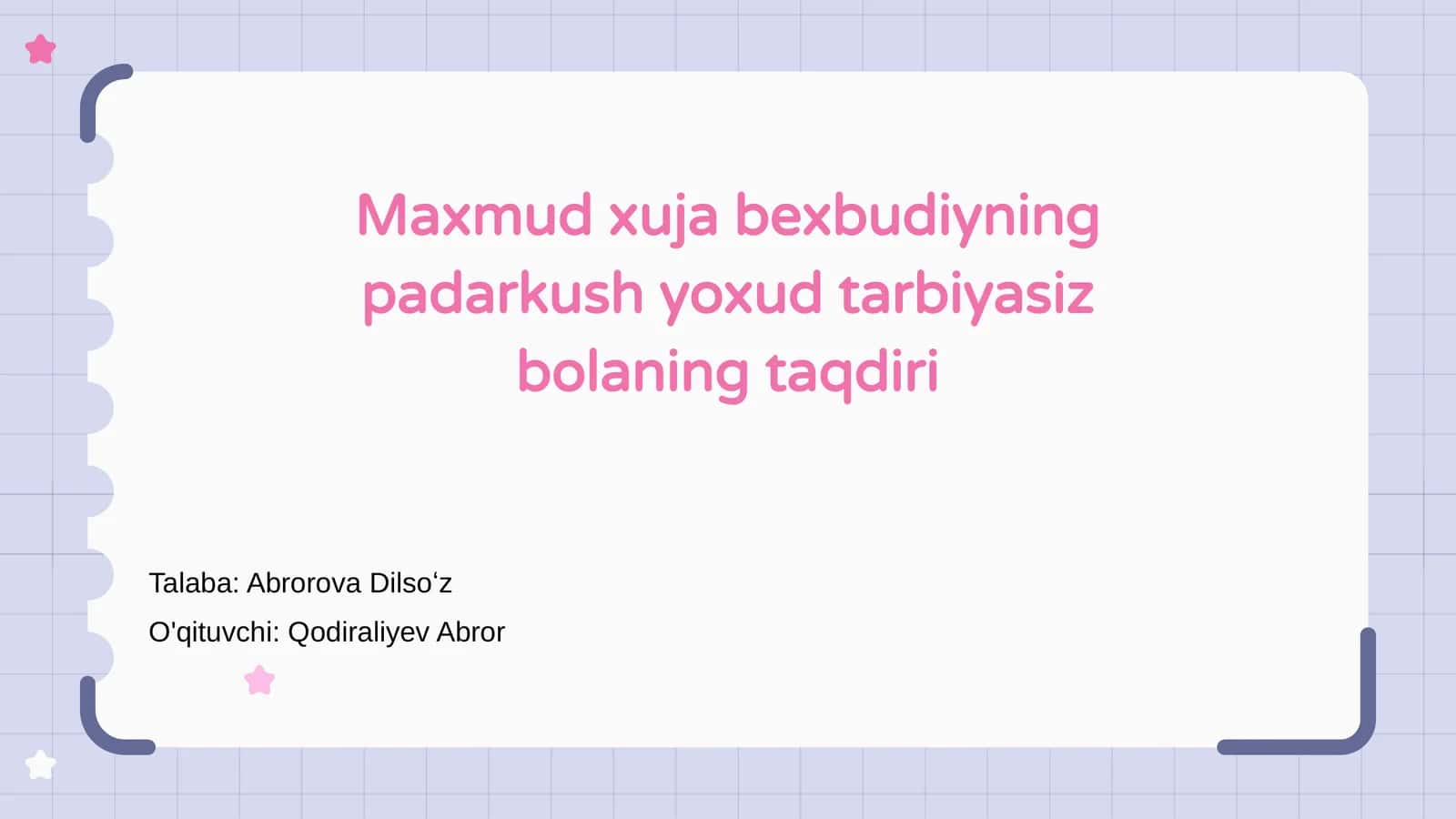 Maxmud Xuja Bexbudiyning Hayoti 1