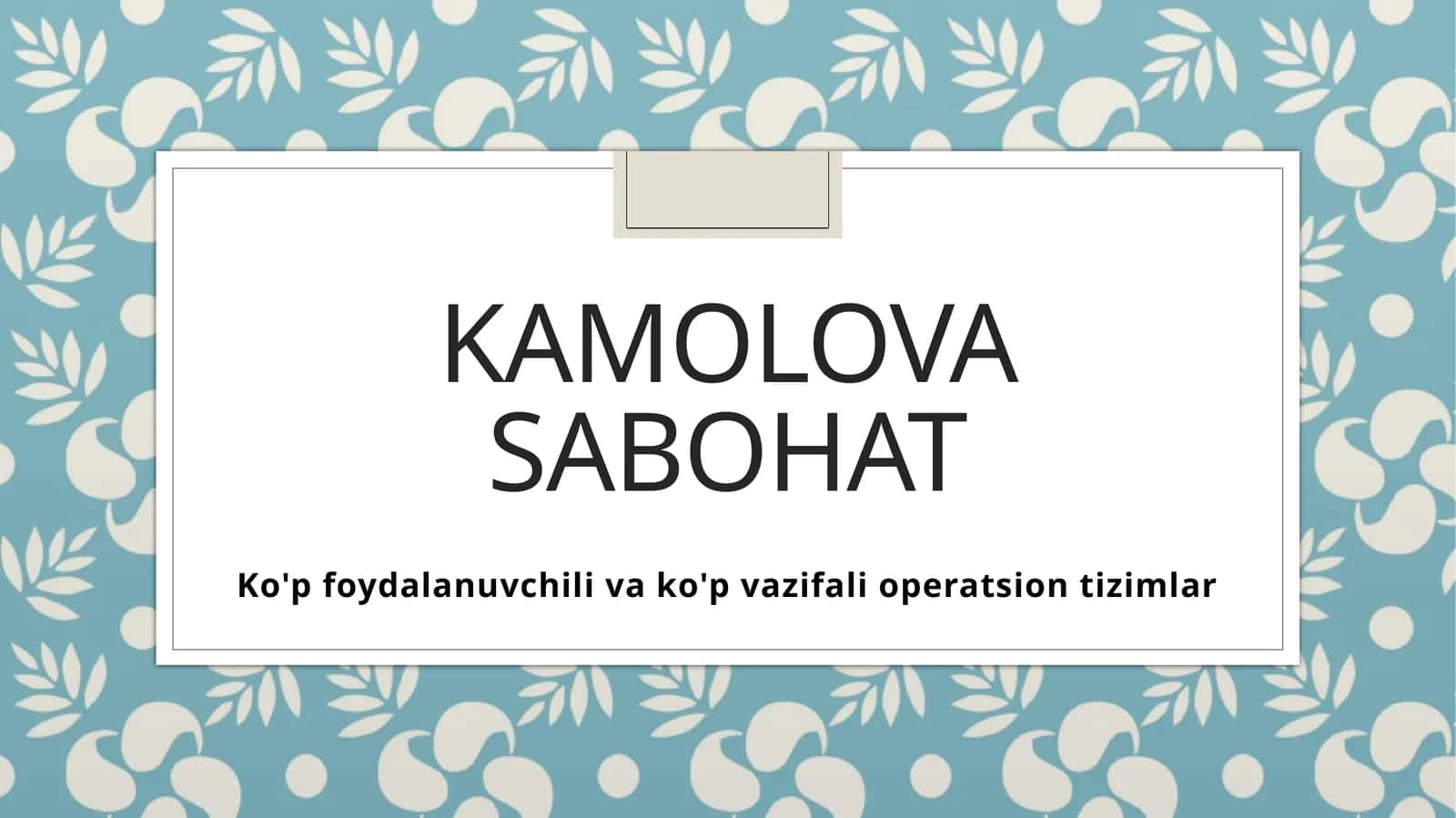 Ko'pfoydalanuvchilioperatsiontizimlar 1