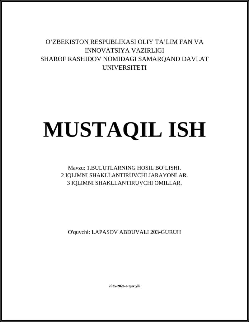 BULUTLARNING HOSIL BOʻLISHI 1