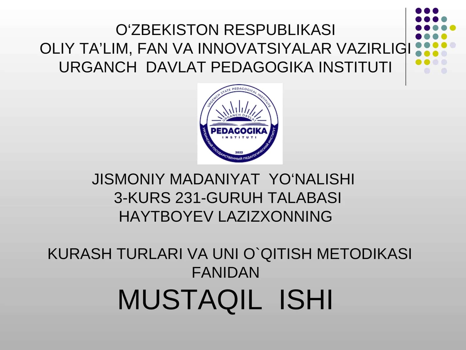 SAMBO KURASHINING PAYDO BO`LISHI VA RIVOJLANISH TARIXI 1