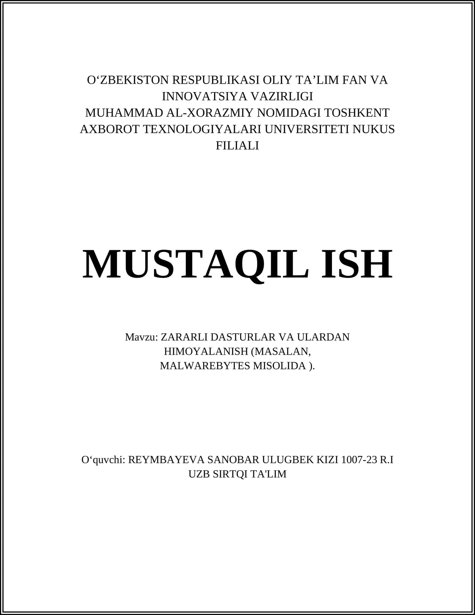 Zararli Dasturlar va Ulardan Himoyalash 1