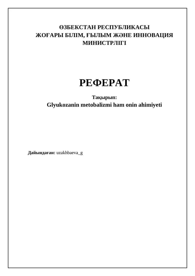 Glukoza metabolizmi: Basqıshları hám áhmiyeti 1