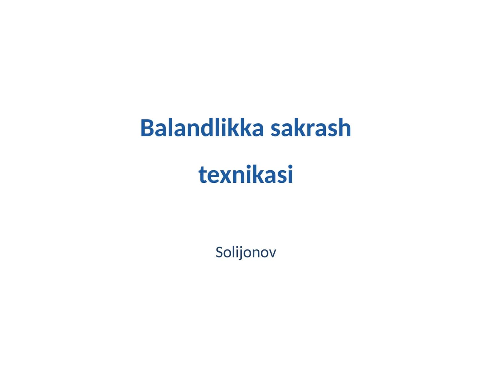 Balandlikka sakrash texnikasi 1