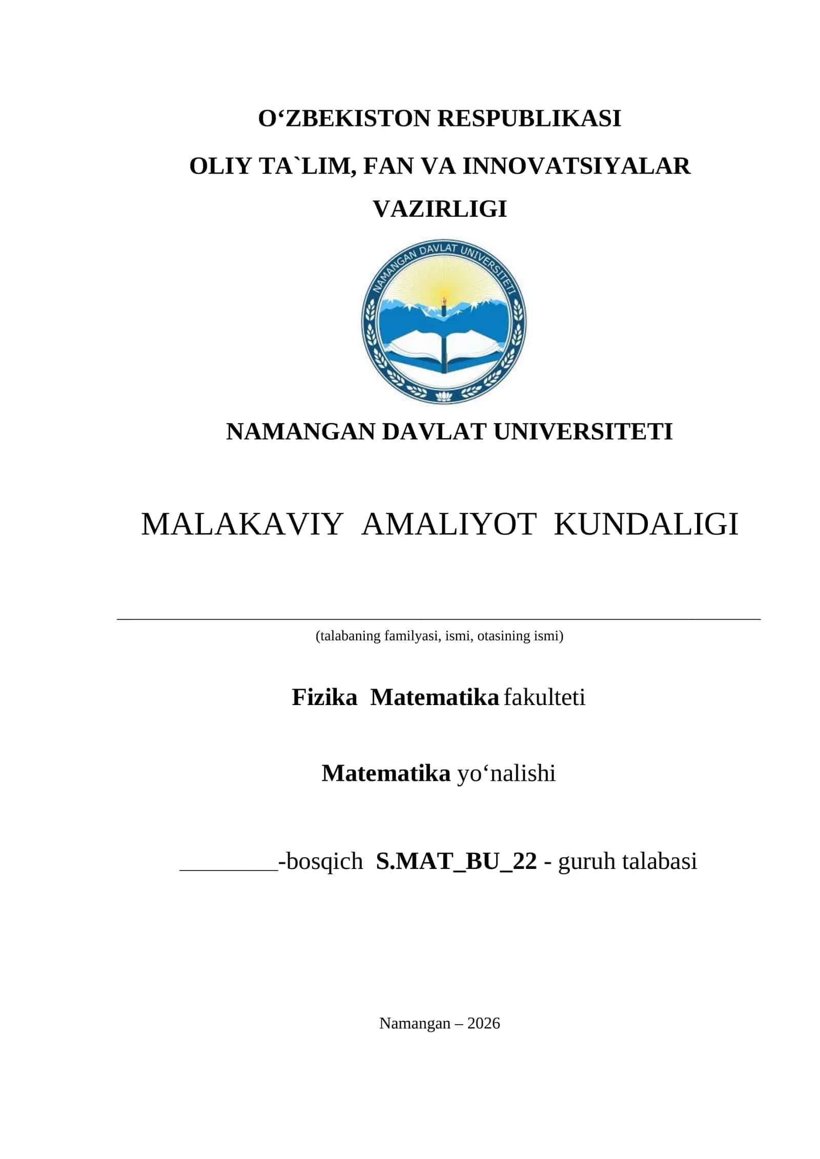 Sirtqi matematika kundaligi 1