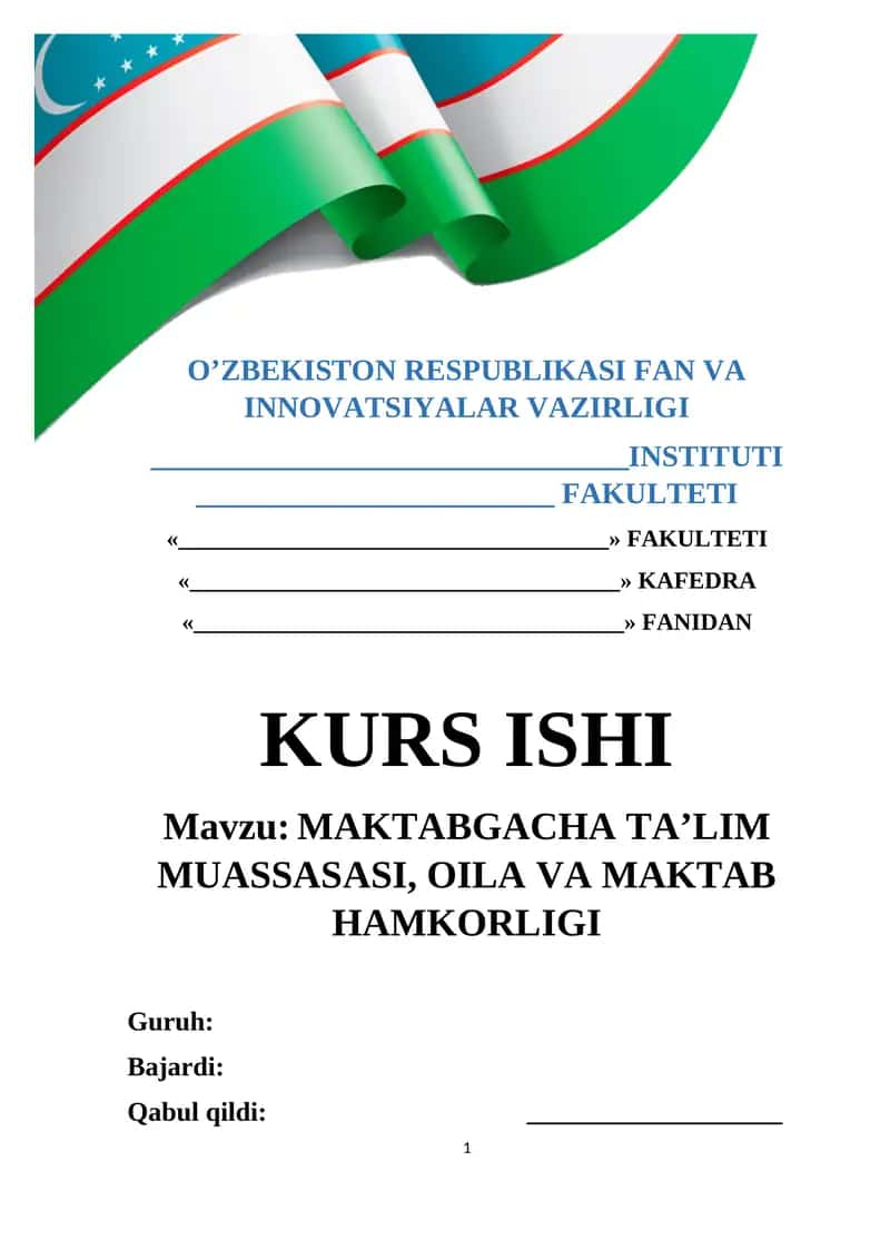 MAKTABGACHA TA’LIM MUASSASASI, OILA VA MAKTAB HAMKORLIGI 1