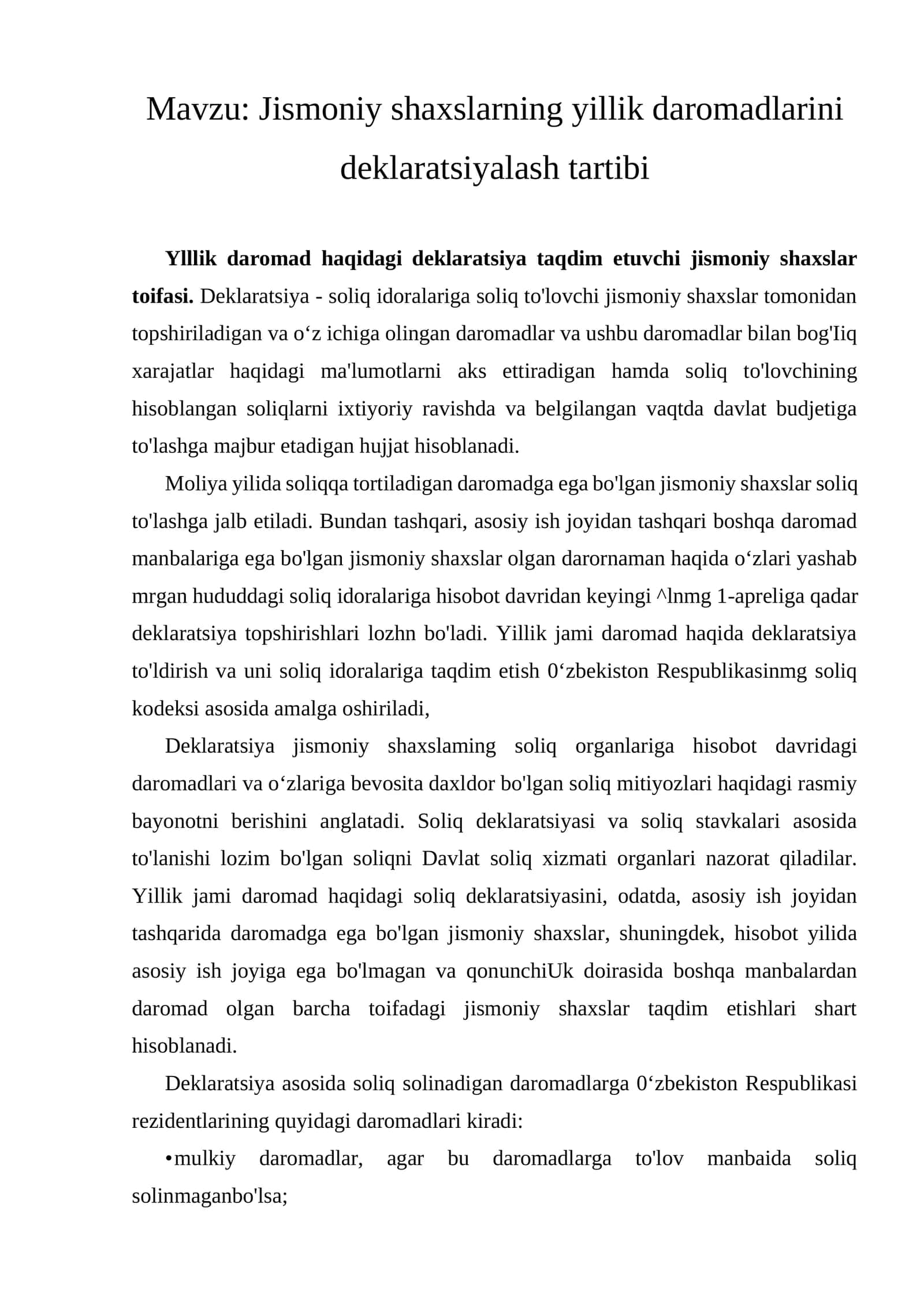 Jismoniy shaxslarning yillik daromadlarini deklaratsiyalash tartibi 1