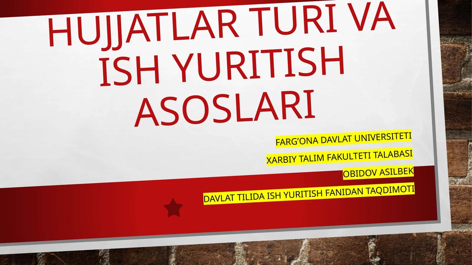 Ish yuritish asoslari 1