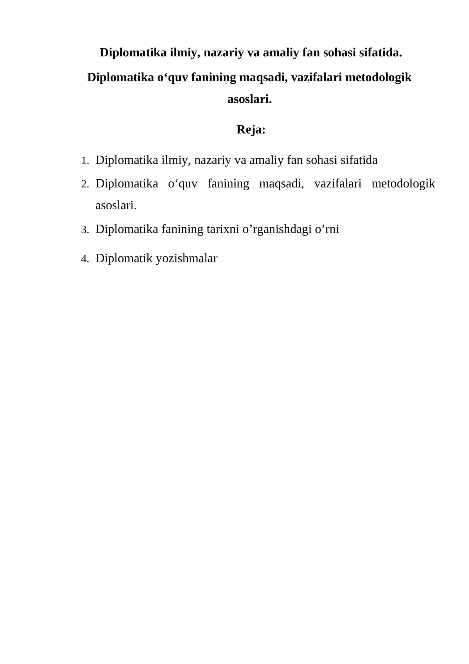 Diplomatika fanining tarixni o’rganishdagi o’rni 1