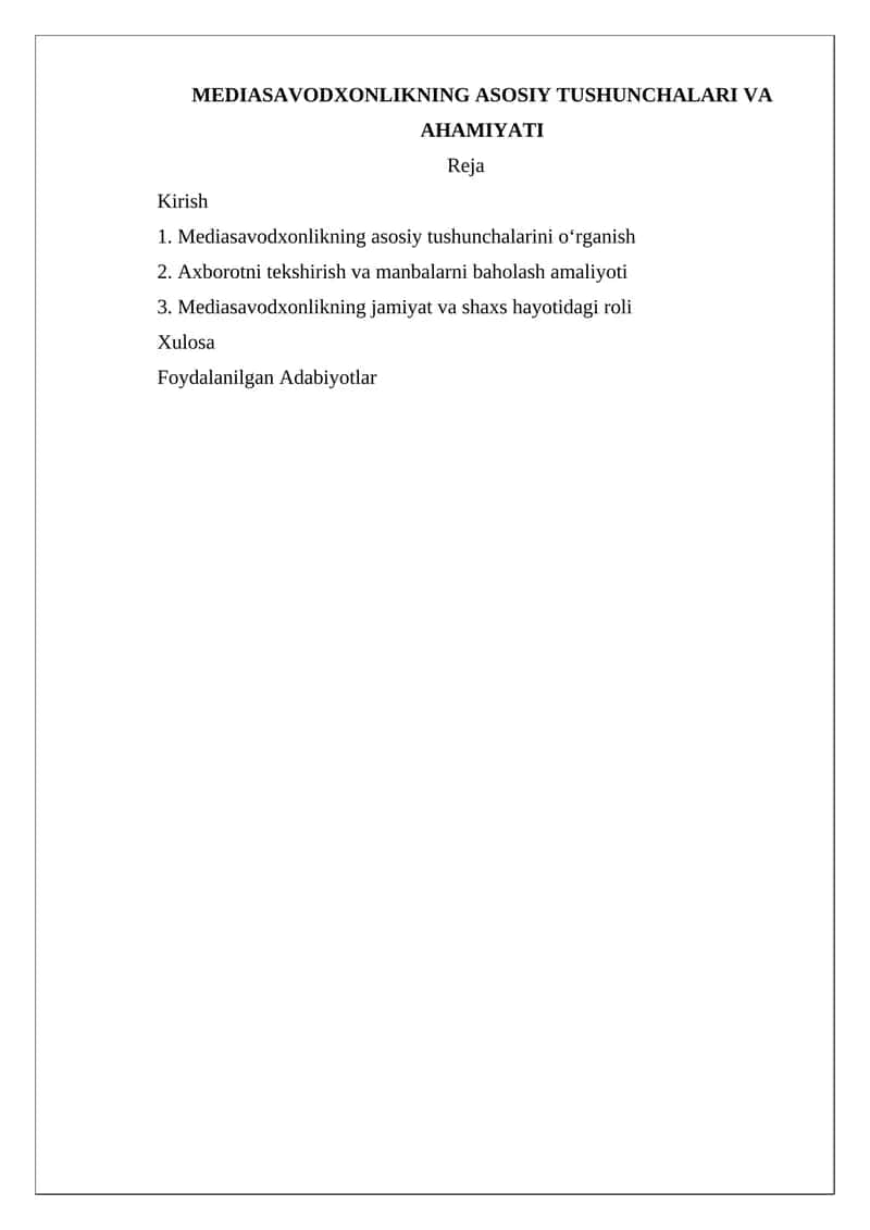 MEDIASAVODXONLIKNING ASOSIY TUSHUNCHALARI VA AHAMIYATI 1