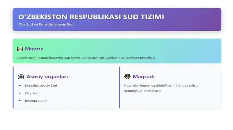 Sud tizimi: Oliy sud va Konstitutsiyaviy sud 1