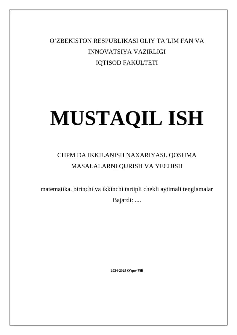 CHPM da IKKILANISH NAXARIYASI 1